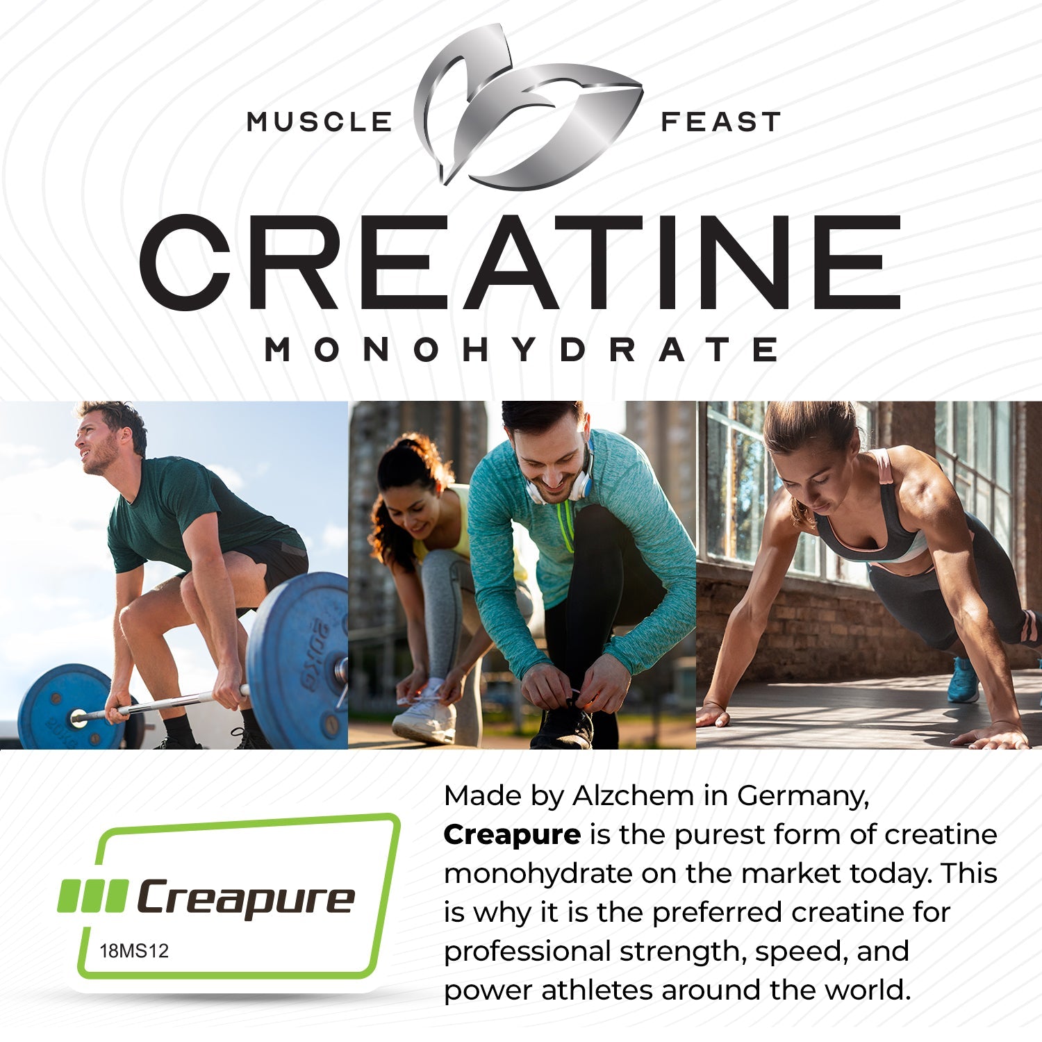 Creapure Creatine Monohydrate Powder, Vegan Keto