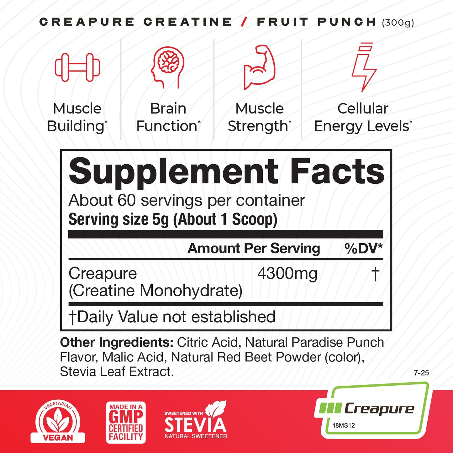 Creapure Creatine Monohydrate Powder, Vegan Keto