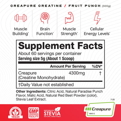 Creapure Creatine Monohydrate Powder, Vegan Keto