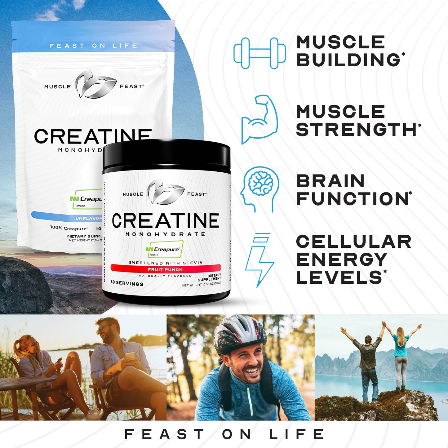 Creapure Creatine Monohydrate Powder, Vegan Keto