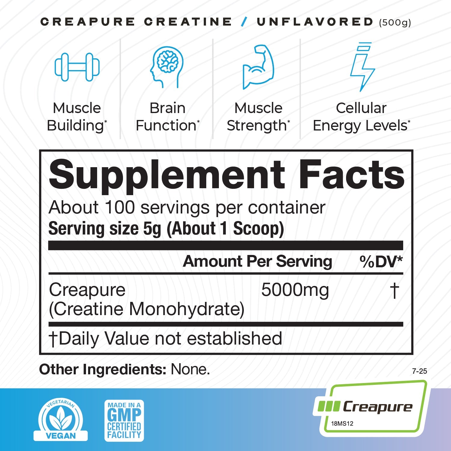 Creapure Creatine Monohydrate Powder, Vegan Keto