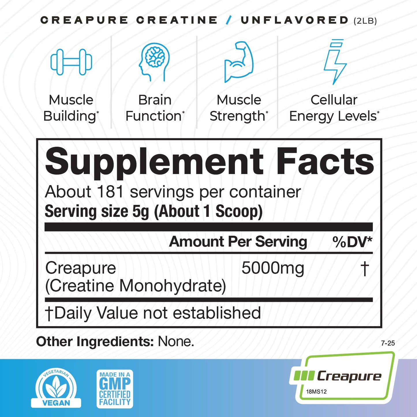Creapure Creatine Monohydrate Powder, Vegan Keto