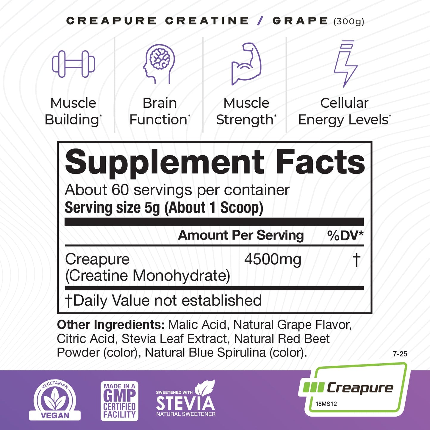 Creapure Creatine Monohydrate Powder, Vegan Keto
