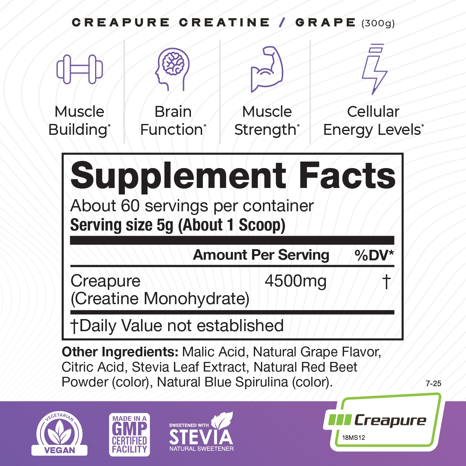 Creapure Creatine Monohydrate Powder, Vegan Keto