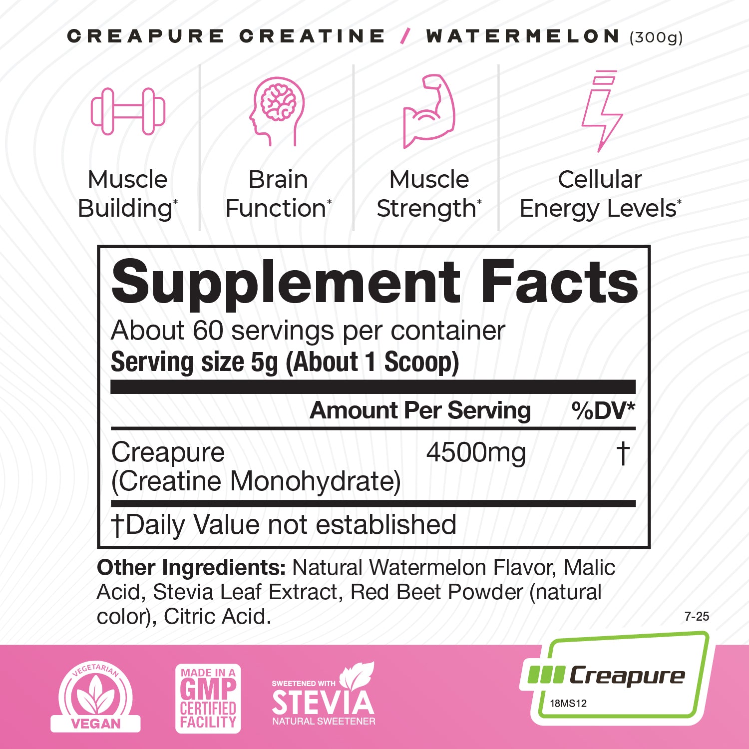 Creapure Creatine Monohydrate Powder, Vegan Keto