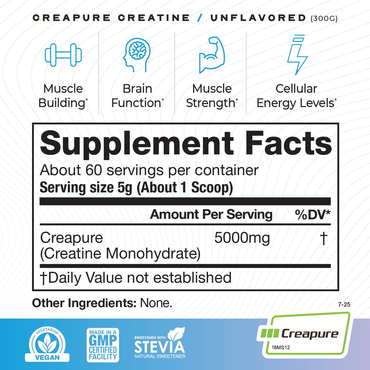 Creapure Creatine Monohydrate Powder, Vegan Keto